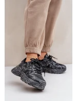 Sneakersy Damskie Z Przetarciami Na Platformie Czarne Seladwen