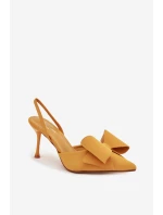 Podpatky s odhalenými patami a mašlí Žluté Eklevia