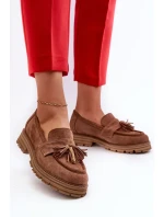 Zazoo Dámske semišové mokasíny so strapcami, hnedé Zazoo Dámske semišové mokasíny so strapcami, hnedé