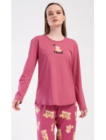 Dámske dlhé pyžamo Ružový medveď