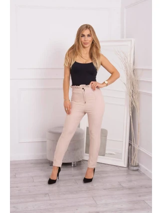 Béžové plisované nohavice
