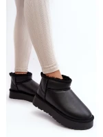 Skórzane Damskie Śniegowce Na Platformie Czarne Loreley