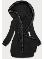Tenká čierna dámska bunda s ozdobným lemovaním S'West (B8140-1)
