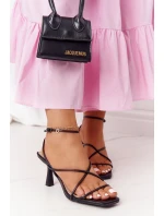 Sandały Na Szpilce Z Kwadratowym Noskiem S.Barski C420-11 Czarne