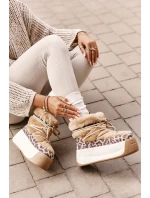 Skórzane Śniegowce Damskie Na Grubej Podeszwie Z Futerkiem Panterka Big Star OO274A208 Brązowe