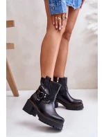 Damskie Skórzane Botki Na Zamek Lewski 3435 Czarne