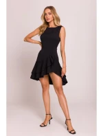 M850 Mini šaty s volánmi - čierne
