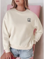 Dámska nadrozmerná mikina s výšivkou SOFTSLON ecru FashionStreet BY1433 Dámska nadrozmerná mikina s výšivkou SOFTSLON ecru FashionStreet BY1433