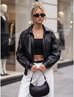 Krátka čierna kožená bunda v štýle Ramones od FashionStreet TY5844 Krátka čierna kožená bunda v štýle Ramones od FashionStreet TY5844