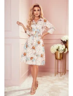 286-4 SANDY košeľové šaty - BIELE A ZLATÉ kruhy