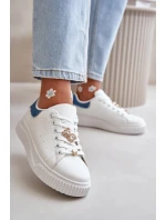 Niskie Trampki Z Eko Skóry Z Przypinkami Biało-Niebieskie Cillione