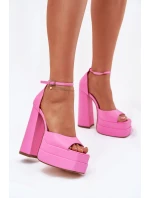 Sandały Damskie Na Słupku I Platformie Różowe Beloria