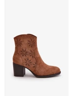 Členková obuv s čipkovaným zvrškom na podpätku, vyrobená z eko semišu, hnedá Nevishiia Členková obuv s čipkovaným zvrškom na podpätku, vyrobená z eko semišu, hnedá Nevishiia