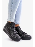 Zateplené dámske tenisky na platforme Black Zateplené dámske tenisky na platforme Black