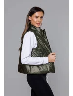 Dámska krátka vesta so stojačikom khaki (B8152-11) Dámska krátka vesta so stojačikom khaki (B8152-11)