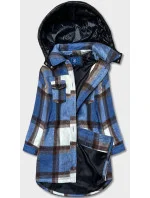 Svetlomodrá dámska károvaná košeľová bunda (AG3-1813) Svetlomodrá dámska károvaná košeľová bunda (AG3-1813)