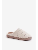 Futrzane Ciepłe Kapcie Damskie Beżowe Vamirae