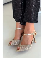 Dámské sandály na jehlovém podpatku s zlatým zdobením Peloria