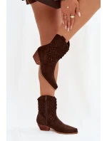 Dámské otevřené kotníkové boty na podpatku Čokoládové Ferissa