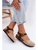 Dámske semišové kožené sandále s uzavretou špičkou Maciejka H7365-04 beige