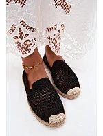 Dámske čipkované espadrilky z látky Black Candessa Dámske čipkované espadrilky z látky Black Candessa