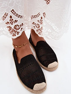 Dámske čipkované espadrilky z látky Black Candessa