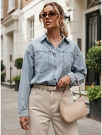 Dámska džínsová košeľa s vreckami, svetlo modrá, FashionStreet DY0492 Dámska džínsová košeľa s vreckami, svetlo modrá, FashionStreet DY0492