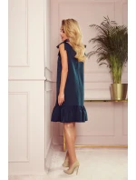 ROSITA - Dámske šaty v fľaškovo zelenej farbe s mašličkami na ramenách as volánikom 306-2