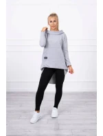 Mikina s kapucňou s dlhým chrbtom šedá