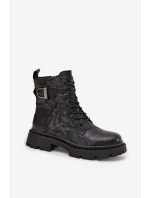 Skórzane Botki Damskie Z Efektem Marszczenia I Klamrą Artiker 57C1008 Czarne