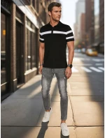 Pánske polo tričko s pruhmi čierne FashionStreet PX0631