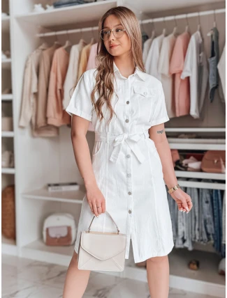 LOVE ME MIDI midi košeľové šaty biele FashionStreet EY2595 LOVE ME MIDI midi košeľové šaty biele FashionStreet EY2595