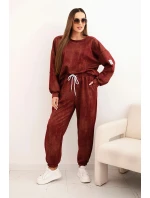 Dámska súprava z viskózy oversize s pracím efektom bordová