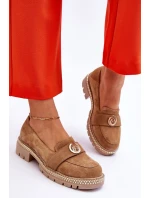 Eleganckie Zamszowe Mokasyny Ciemnobeżowe Laverne