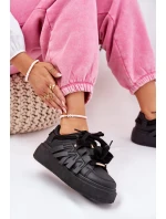 Eko Skórzane Sneakersy Na Platformie Czarne Penolle
