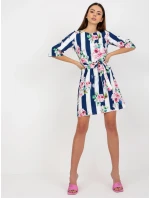 Dámske šaty LK SK 507506.84P biela a tmavo modrá - FPrice