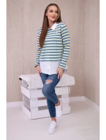 Pruhovaná bavlnená blúzka s golierom denim+žltá Pruhovaná bavlnená blúzka s golierom denim+žltá