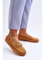 Klasyczne Zamszowe Mokasyny Z Ozdobą Camel Amera