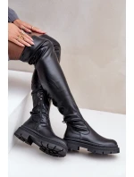 Kozaki Za Kolano Na Płaskim Obcasie Czarne Feliri