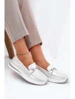 Skórzane Mokasyny Damskie S.Barski GR51-598 Perłowe