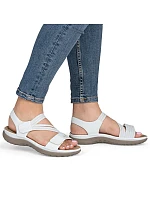 Pohodlné dámske sandále na suchý zips s gumičkami biele Rieker 64870-81 Pohodlné dámske sandále na suchý zips s gumičkami biele Rieker 64870-81