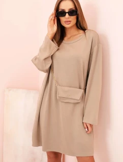 Plus veľkosť dámske viskózové sukne s reťazou taška tmavo béžová