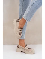 Dámske kožené mokasíny s platformou a plochými podpätkami Leopard Light Beige Zazoo 20191 Dámske kožené mokasíny s platformou a plochými podpätkami Leopard Light Beige Zazoo 20191