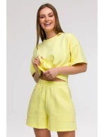 B295 Šortky s vreckami so záplatami - citrón