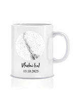 Personalizovaný klasický biely keramický hrnček s objemom 300 ml s mapou hviezd Personalizovaný klasický biely keramický hrnček s objemom 300 ml s mapou hviezd