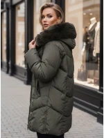 Dámska zimná bunda MORISIO dlhá prešívaná s kapucňou zelená FashionStreet TY4671z Dámska zimná bunda MORISIO dlhá prešívaná s kapucňou zelená FashionStreet TY4671z