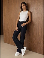 Dámske džínsy vo voľnom strihu s opaskom, tmavomodré, FashionStreet UY3157 Dámske džínsy vo voľnom strihu s opaskom, tmavomodré, FashionStreet UY3157