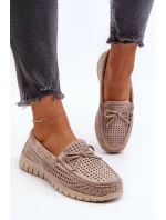 Mokasyny Damskie Z Kokardą Beżowe Reece Mokasyny Damskie Z Kokardą Beżowe Reece