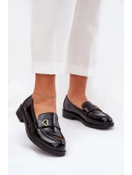 Lakierowane Mokasyny Damskie Z Serduszkiem S.Barski HY51-379 Czarne