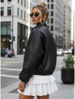 Dámska kožená bunda bomber black FashionStreet TY5595